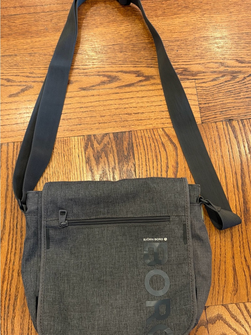 Bjorn Borg Men's Dark Gray Messenger Bag with Black Strap